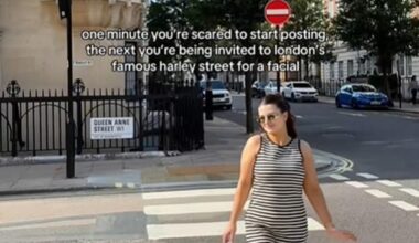 Harley Street was once reserved for the most celebrated public figures – and the ultra wealthy. But pop-up clinics there are becoming more common (Pictured, influencer Holly Arnott)