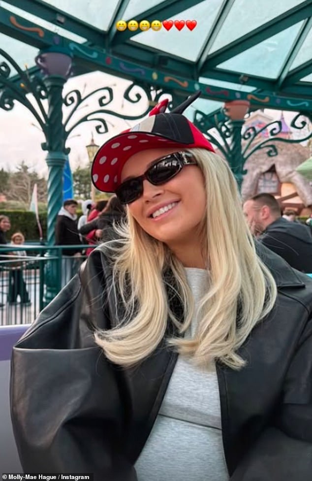 Pregnant Molly-Mae Hague enjoyed a final trip to Disneyland 'as a family of three' this week where she shared sweet snaps