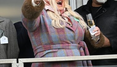 Gemma Collins cheered as she won £5,000 at the Cheltenham races on Thursday as she joined celebs getting into the spirit of things by quaffing champagne