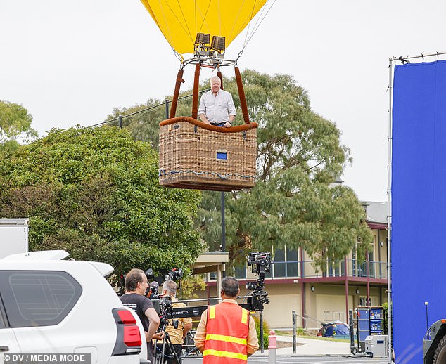 Despite the last-minute drama, the mood on set appeared decidedly airy. That's because the cast took to the skies in hot air balloons to film what appeared to be a promo for the upcoming season