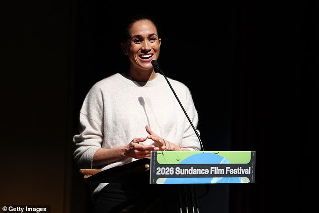 Meghan, Duchess of Sussex speaks onstage at the 'Cookie Queens' Premiere during the 2026 Sundance Film Festival in January