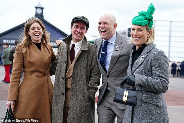 Beatrice and husband Edoardo Mapelli Mozzi with Mike and Zara Tindall at Cheltenham Festival in 2024, but they were notably absent from the race course event this year