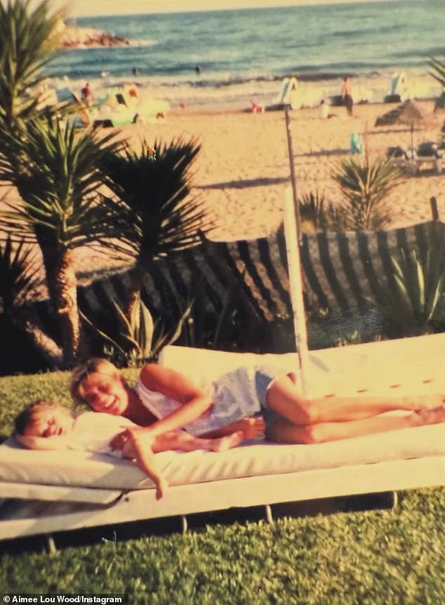 Actress Aimee Lou Wood shared a childhood photo of herself and her mother on an overseas holiday