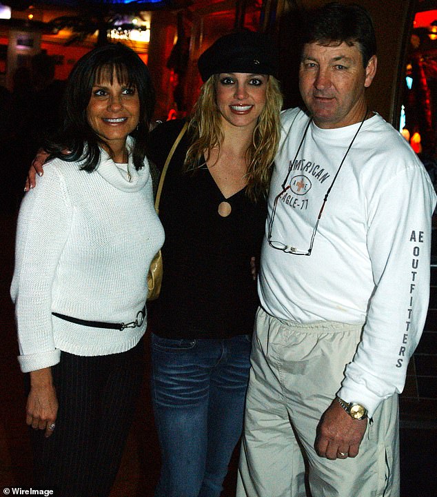 Britney with her parents Lynne and Jamie, with whom she has had a difficult relationship