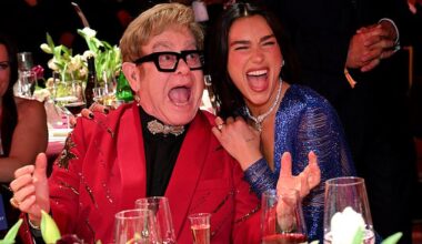 Elton John and Dua Lipa enjoyed a welcome reunion six years after topping the charts together as she attended his star-studded Oscars viewing party on Sunday