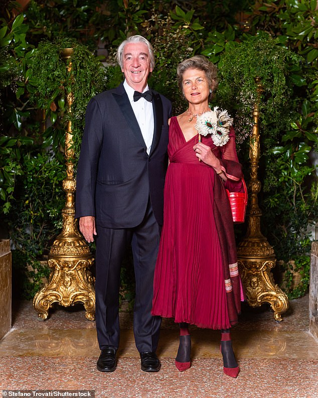 Eric is alleged to have gambled or lost £16million (€18.6million) through a series of questionable transactions unknown to Ursula. He took his own life last July (pictured with his wife Caroline in 2022)