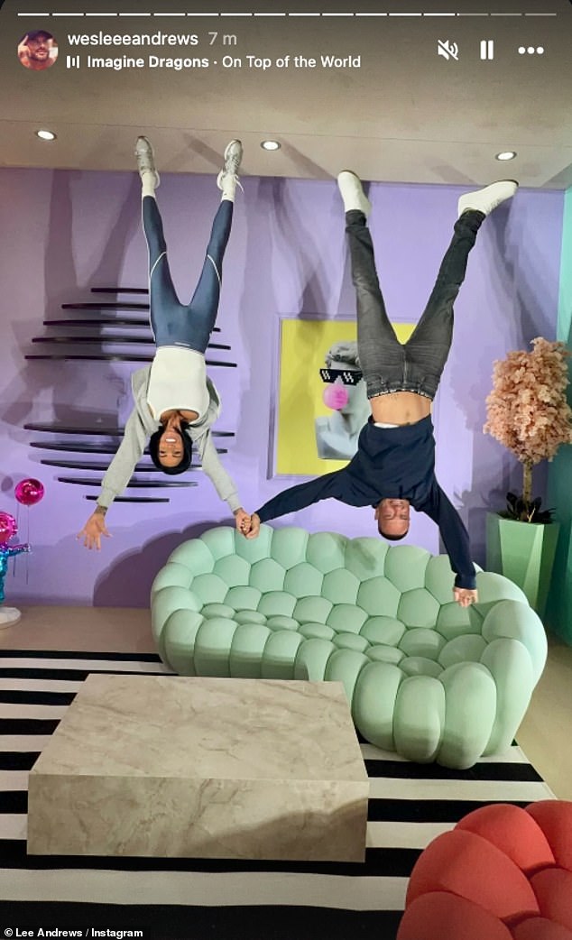 Meanwhile the couple shared clips of their time together to their Instgaram Stories including an optical illusion exhibit