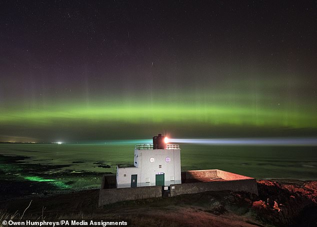 Bright green light could be seen over the area's Bamburgh lighthouse