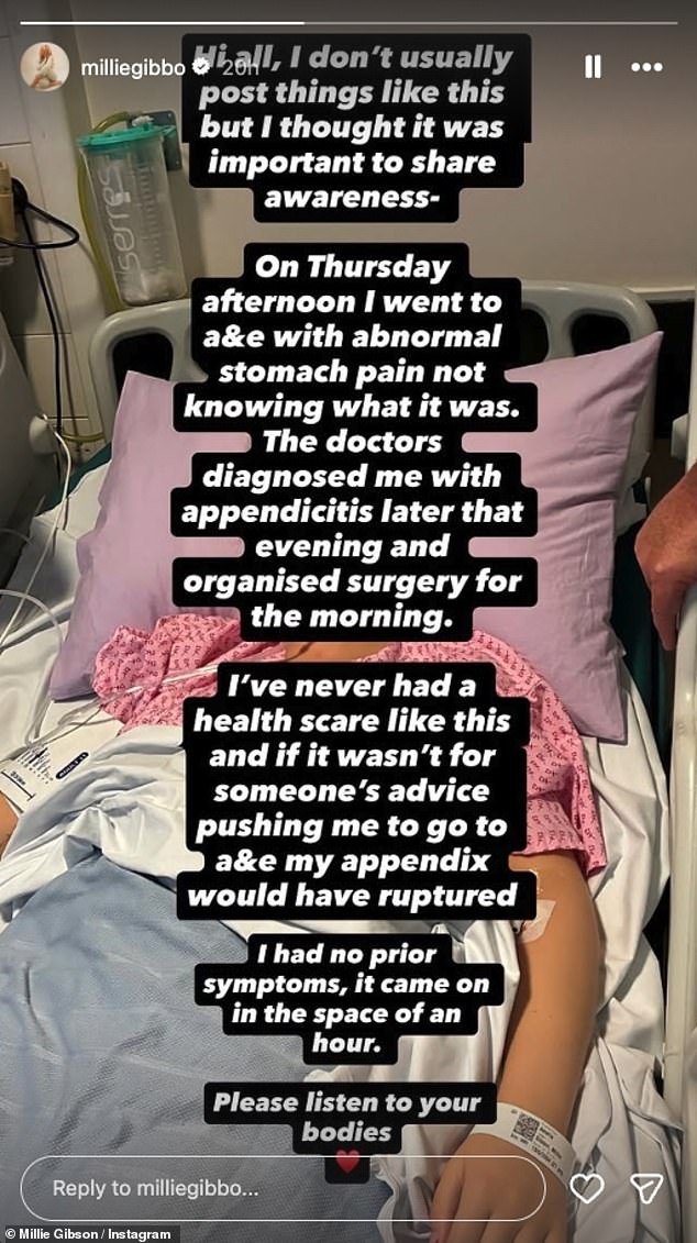 The Coronation Street and Doctor Who star, 21, took to her Instagram Stories to share an update with fans from her hospital bed on Saturday