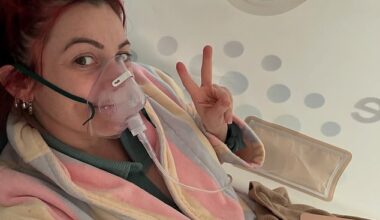 Dianne Buswell, 36, recovered in an oxygen chamber a week after giving birth to her first child as she shared a glimpse of life as a new mother on Instagram on Sunday