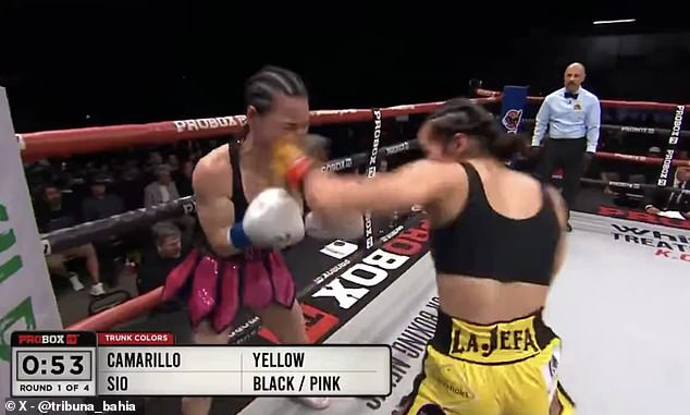 Camarillo delivered a series of strong hits to the head - collapsing Sio to the mat