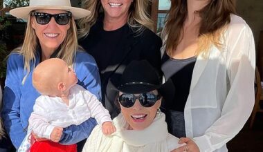 Home on the ranch: Alice (centre), Ann (left) and Cara Delevingne with Joan Collins in front