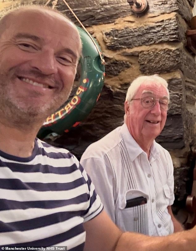 The pair (pictured together) have both since fully recovered - and Mr Tonks has said his father-in-law's 'selfless act' has completely transformed his life