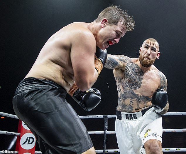 Come Easter Sunday on April 5, Wallace will look to square the ledger in Wollongong when he fights Nelson Asofa-Solomona on the Tim Tszyu undercard (pictured, in their 2023 bout)