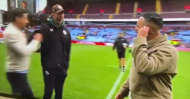 Parling was seen shoving Doyle and declared 'It's f***ing not on' as he told the presenters to get off the pitch