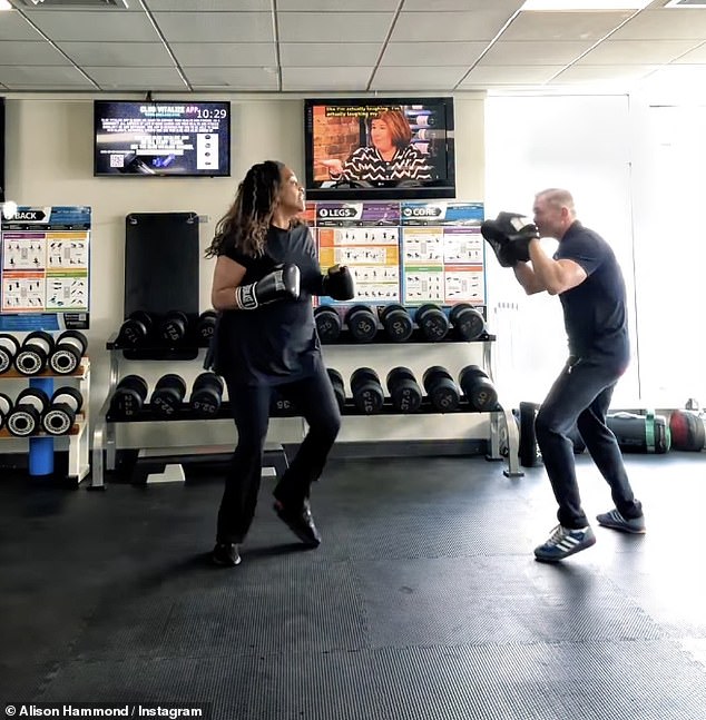 Alison Hammond showed off her incredible 11-stone weight loss as she worked up a sweat during a gruelling boxing session in a video shared to Instagram on Saturday