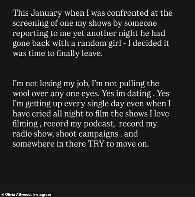 Olivia went on to speak about the moment she decided to walk away from the relationship
