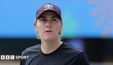 Nat Sciver-Brunt looks on during a training session