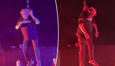 British rapper passes out mid-show while suspended from ceiling