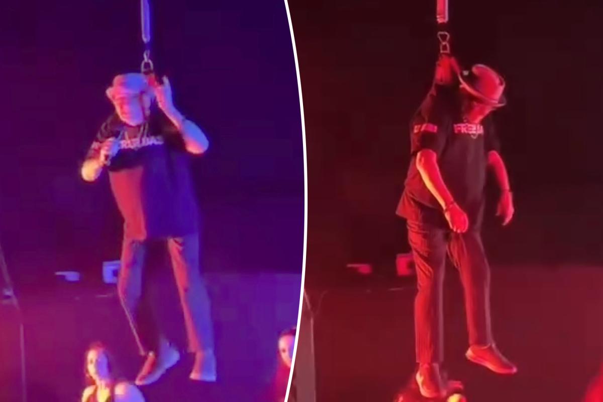 British rapper passes out mid-show while suspended from ceiling