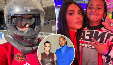 Kim Kardashian channels boyfriend Lewis Hamilton in racing gear during family getaway to Tokyo
