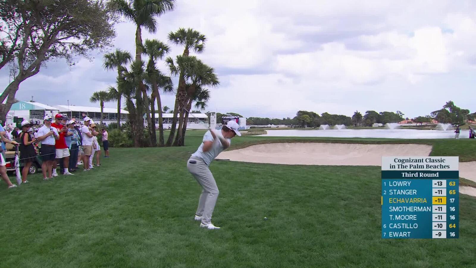 Nico Echavarria sinks 4-foot birdie putt on No. 18 at Cognizant Classic