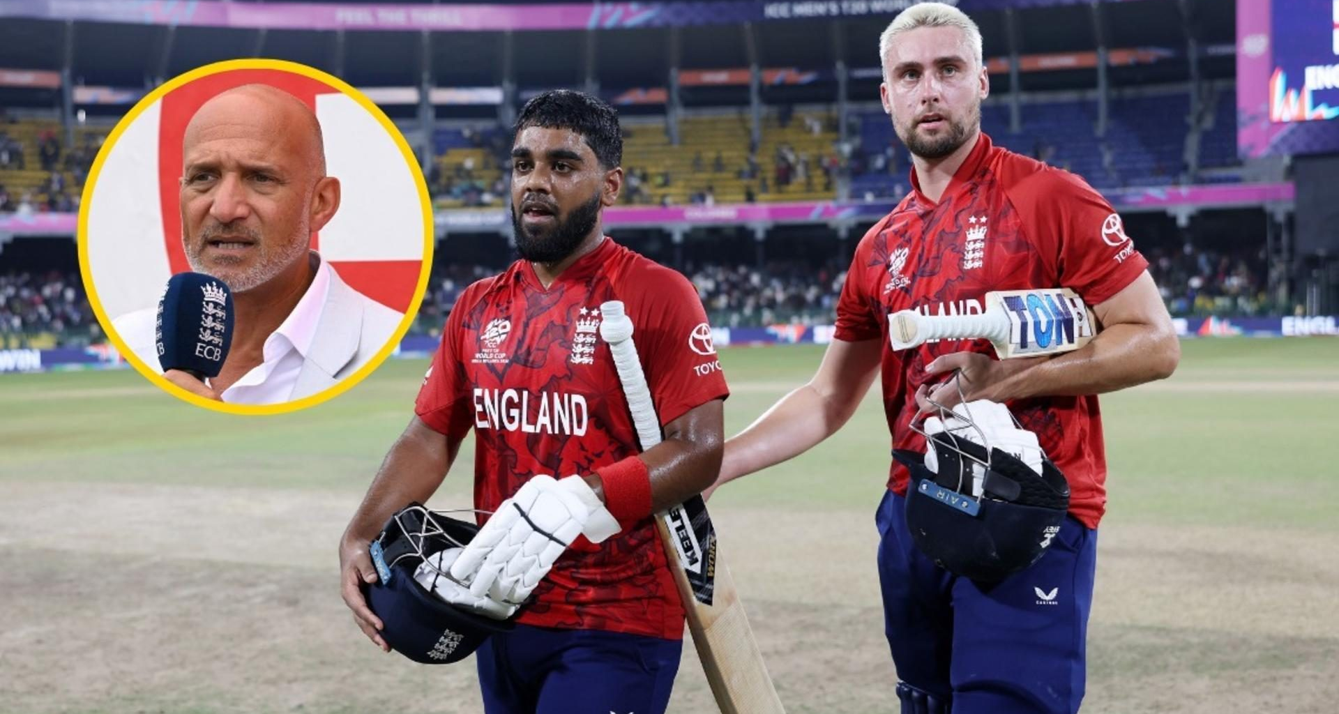 Rehan Ahmed and Will Jacks walk off the pitch after England