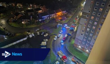 Man dies after falling from tower block during fire in Motherwell