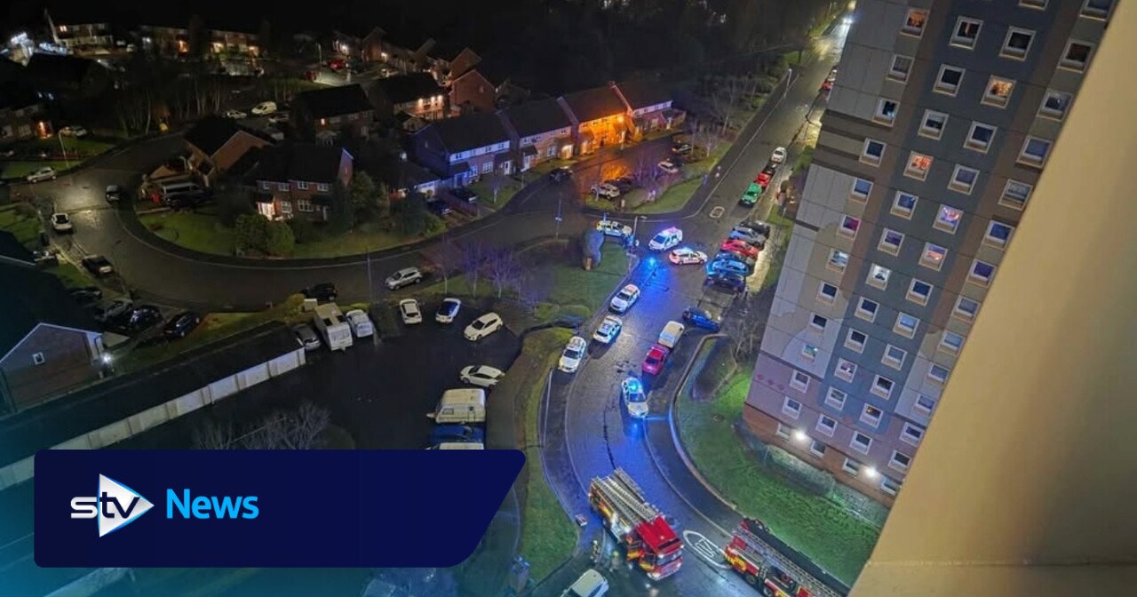 Man dies after falling from tower block during fire in Motherwell