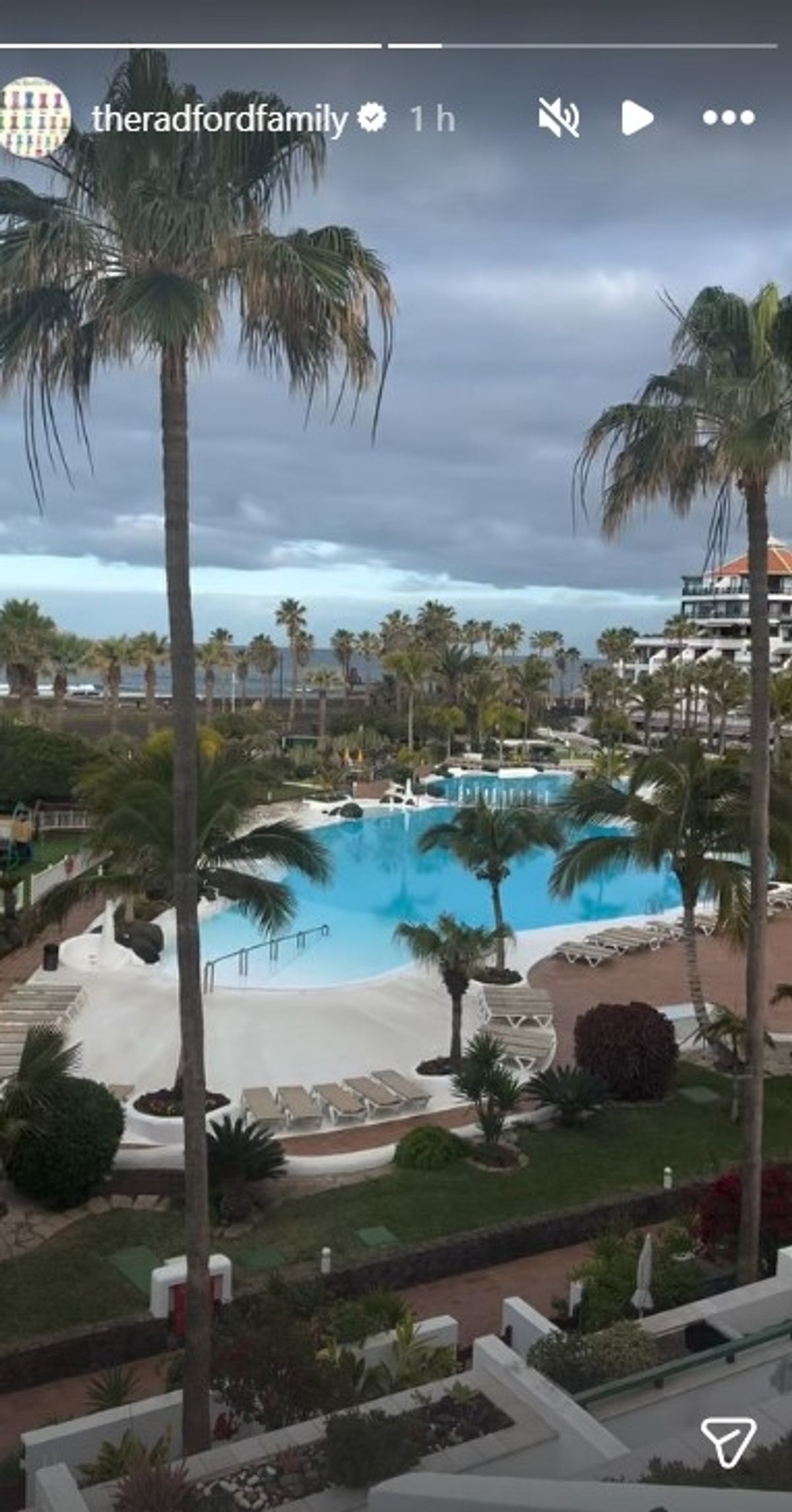 Sue showed off the view from their hotel balcony