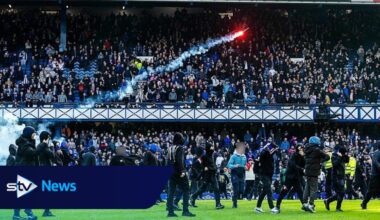 Arrests made as fans clash on Ibrox pitch after Celtic knock Rangers out of cup