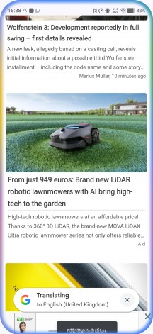 Scroll and translate - Vivo V70 review