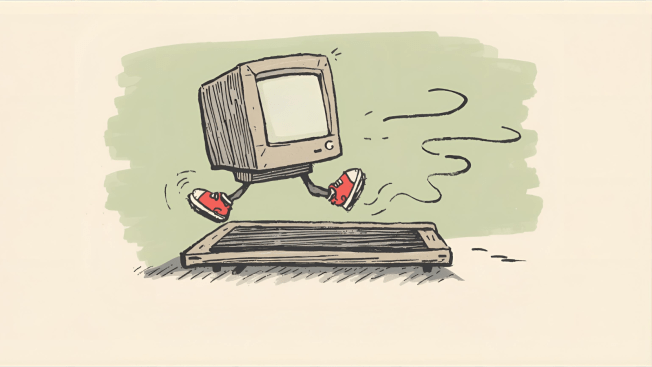 Computer on treadmill