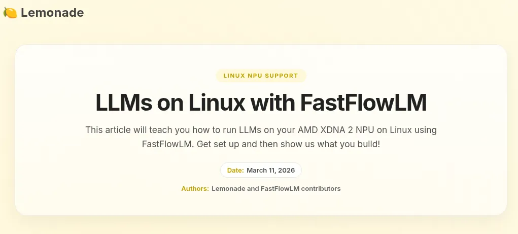 Lemonade on Linux with Ryzen AI NPUs