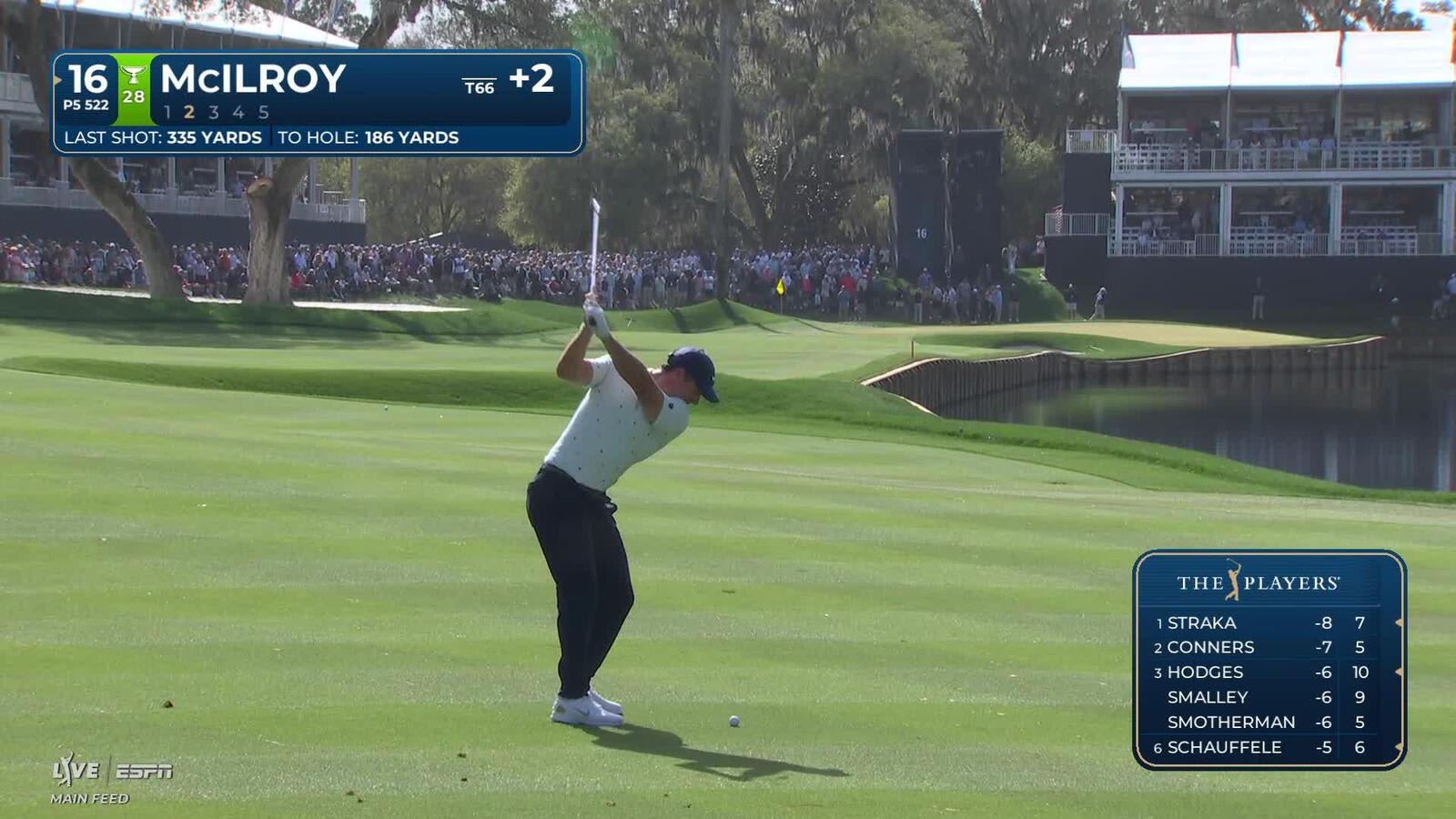 Rory McIlroy hits 192-yard approach to 18 feet, sets up birdie on No. 16 at THE PLAYERS