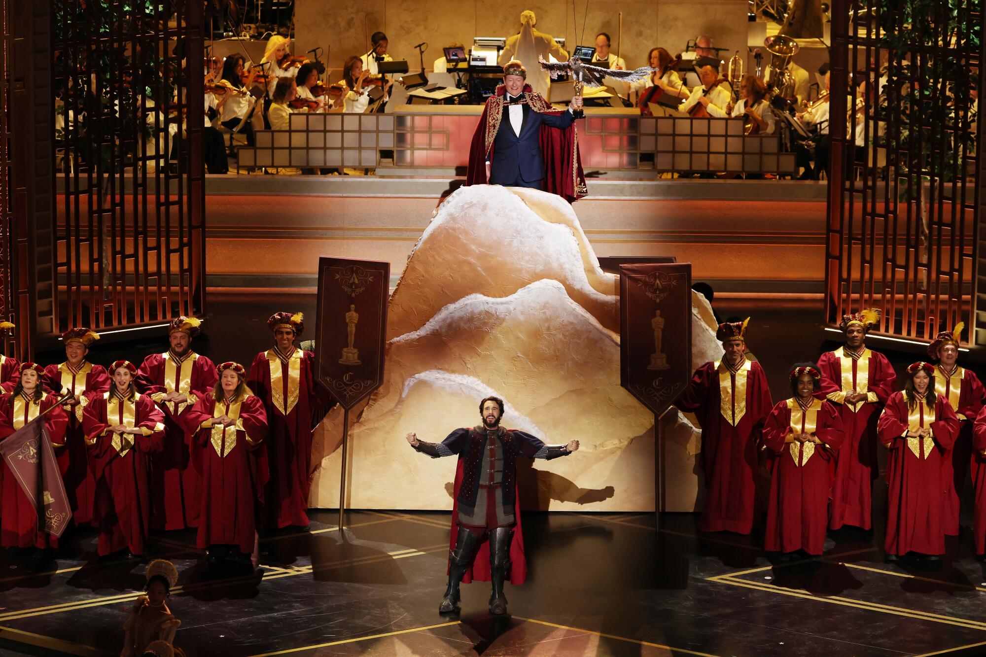 Conan O'Brien and Josh Groban perform opera on the Oscars stage