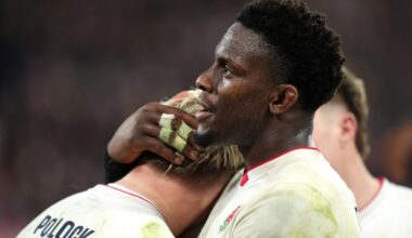 England captain Maro Itoje consoles Henry Pollock after the loss to France