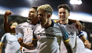 Sam Szmodics scored Derby's winner at Fratton Park