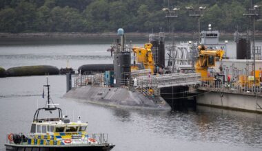 One of the Vanguard Class Ship nuclear submarines in the dock at HM Naval Base Clyde in 2019. File pic: PA