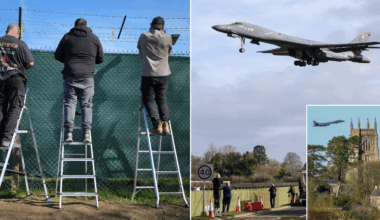 Neighbour row erupts in tiny village next to RAF Fairford as hordes of unruly planespotters swarm roads hoping to glimpse US bombers