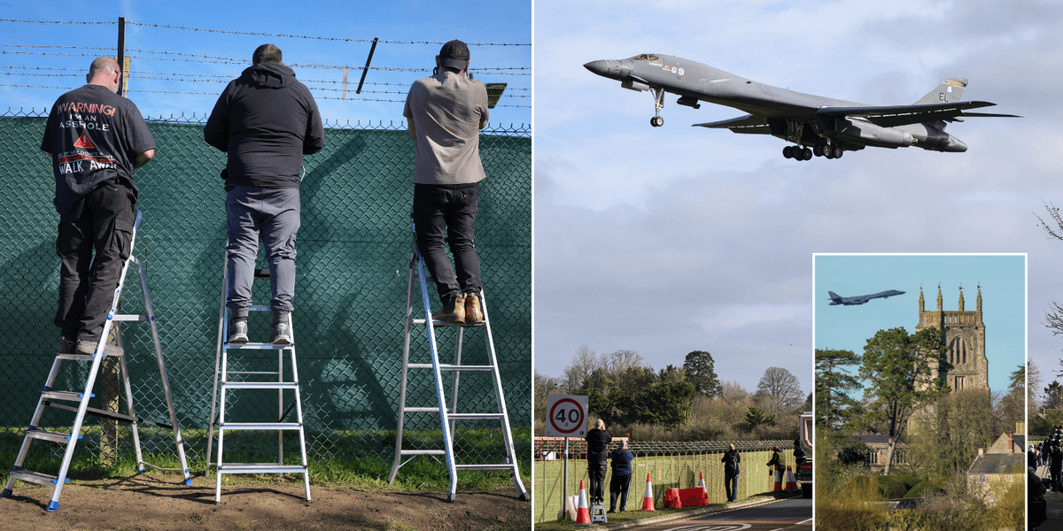 Neighbour row erupts in tiny village next to RAF Fairford as hordes of unruly planespotters swarm roads hoping to glimpse US bombers