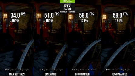 A couple of scenes showing how Crimson Desert scales from absolutely, fulled maxed, down to "almost maxed" cinematic mode, with comparisons to DF optimised settings and Pearl Abyss' choices for the PS5's balanced mode. Click on the images for full resolution.