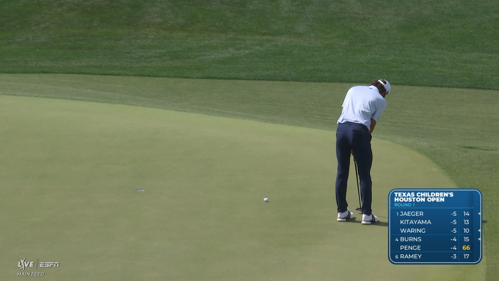 Marco Penge sinks 9-foot birdie putt on No. 9 at Texas Children’s