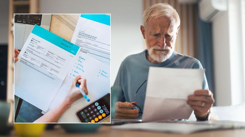 Pensioner looking at bill and energy bill