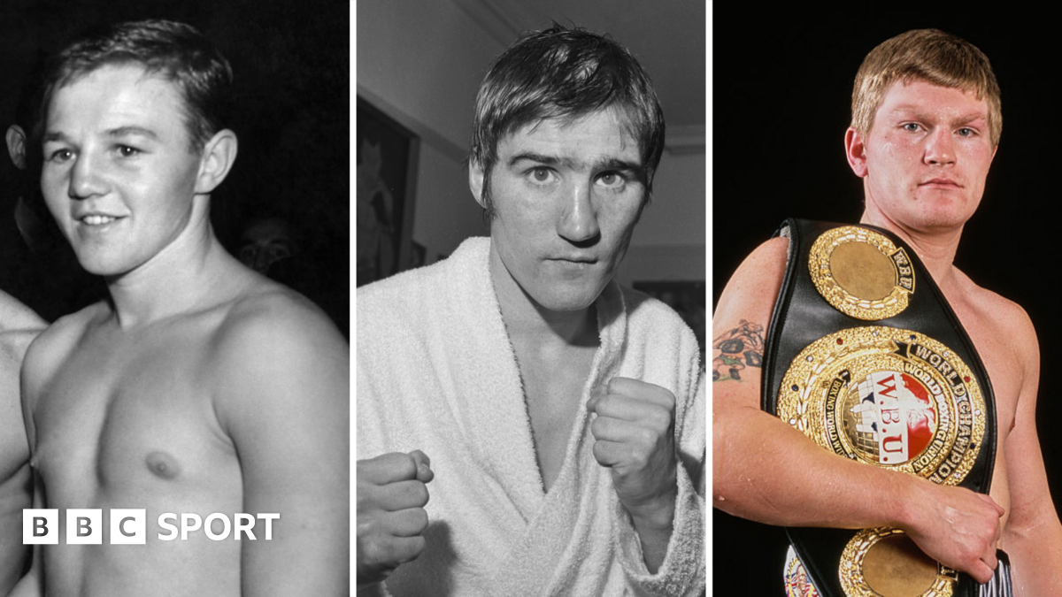 A split picture of Terry Spinks, Jimmy Review and Ricky Hatton during their boxing careers