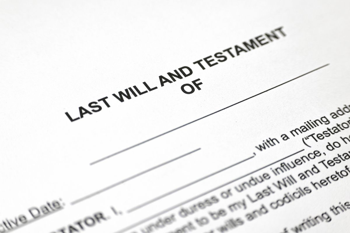 Last will and testament document, representing legal paperwork related to inheritance, estate planning, and personal assets.