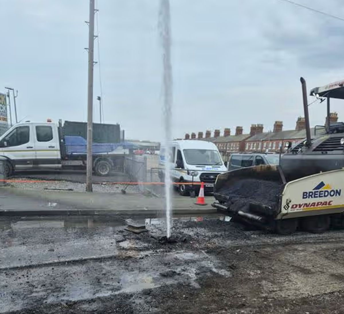 Water sprouting from the floor