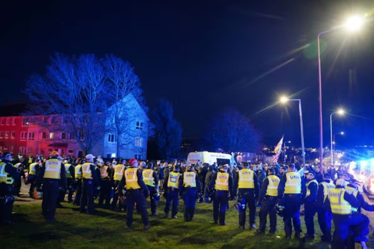 Anti immigration protesters gather in Calder