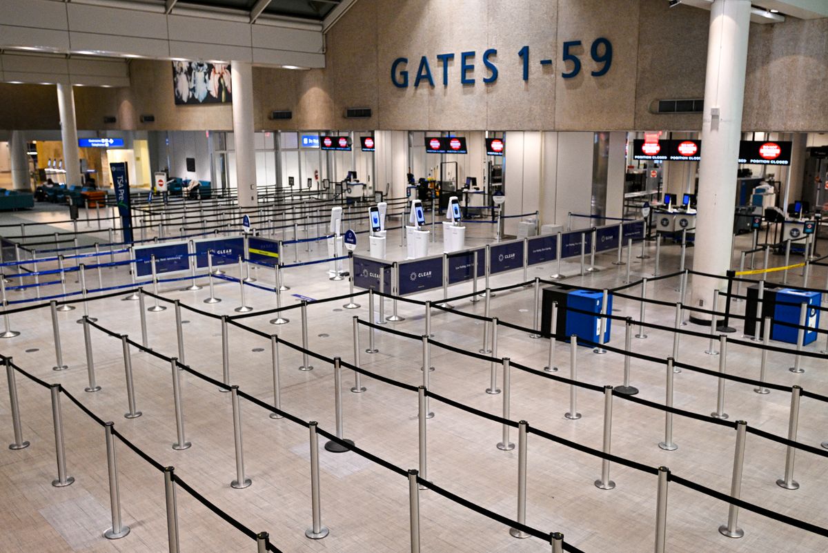Departures is empty at Orlando International Airport after an air control glitch last year