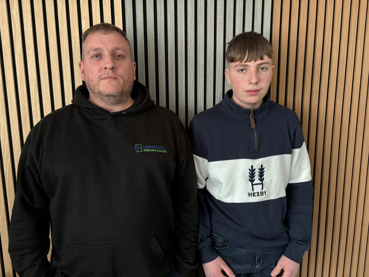 Ieuan Williams and his dad Lee Williams, both pictured here, are speaking out about hospital failings that have put the schoolboy and 20 other patients in a horrendous position